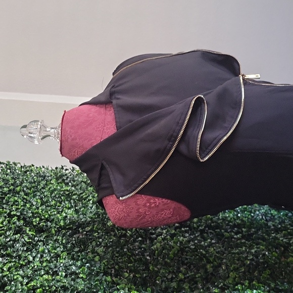 Privy Black Mini Dress with Gold Trim - Picture 4 of 6